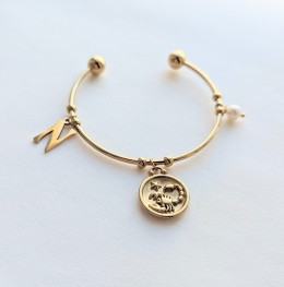 Initial Zodiac Cuff Bracelet