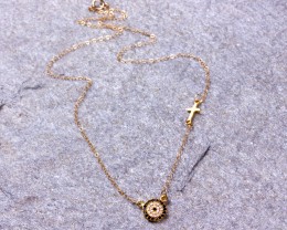 Sideways Cross Necklace / Evil Eye Necklace