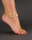 Gold disc anklet with turquoise stones