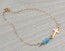 Gold Sideways cross bracelet, turquoise bracelet, gold and turquoise bracelet, turquoise bridesmaid jewelry, gold filled bracelet, "Palisi"