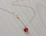 Carnelian Necklace, Gold Clover Necklace / Lucky Necklace, Orange Stone Necklace / Natural Stone Pendant, Tiny Charm Necklace | Gelus