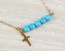 Turquoise beaded bracelet, Cross bracelet, 14k gold filled, bridesmaid jewelry, delicate gold bracelet, gemstone bracelet, "Galene" Bracelet