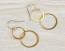 Double circle earrings, gold circle earrings, dangled earrings,14k gold filled, minimalist, everyday simple, "Two Circles" Earrings