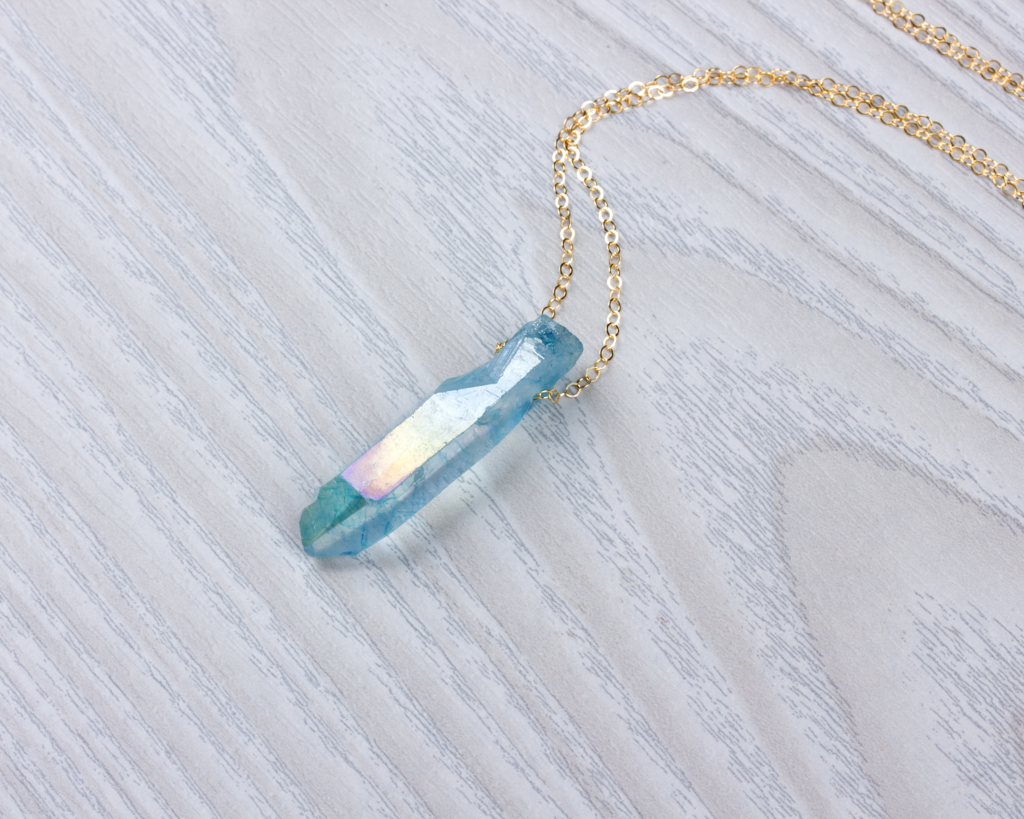 Raw Crystal Necklace Aura Quartz Necklace